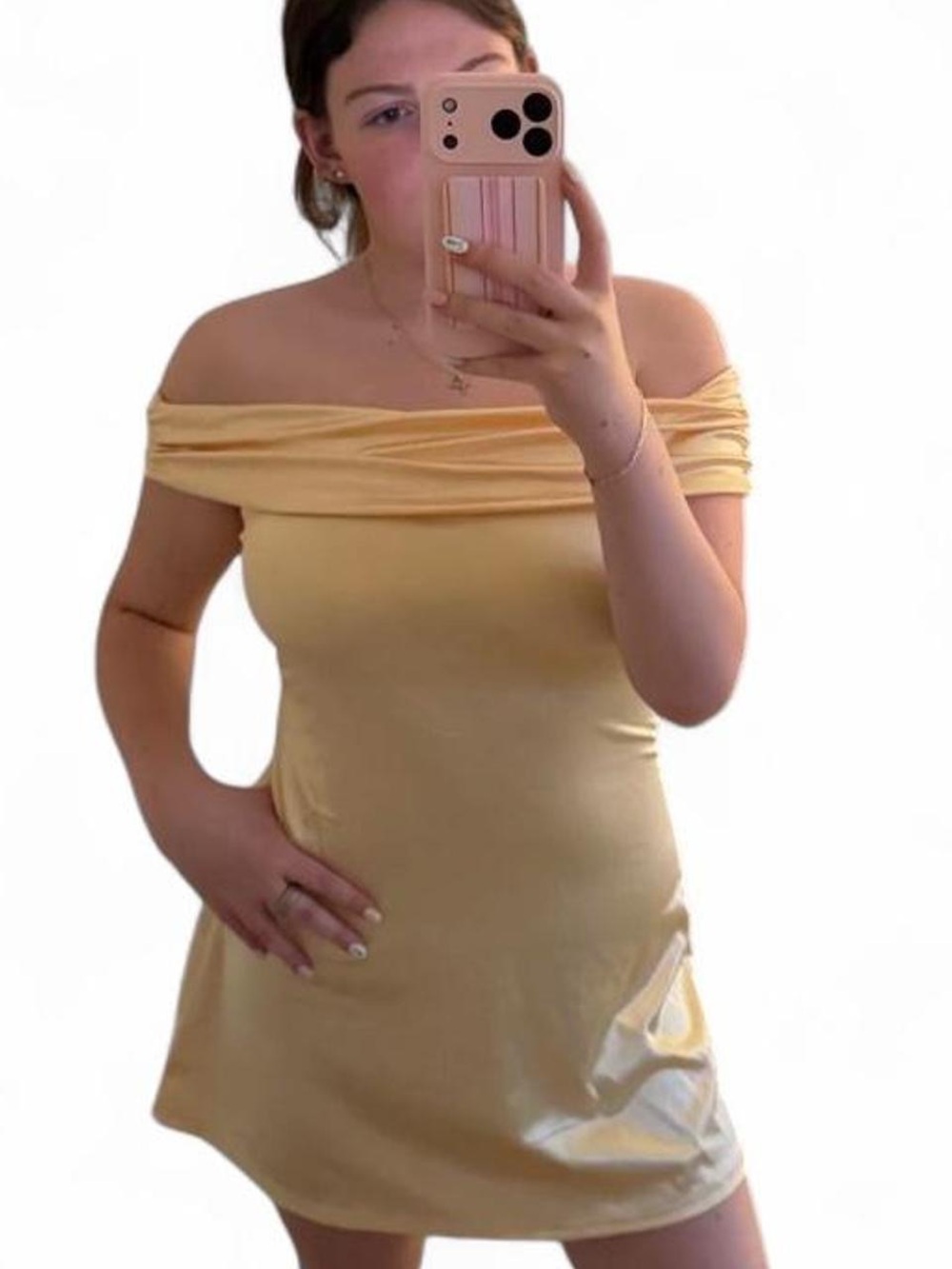 Off-Shoulder Yellow Mini Dress